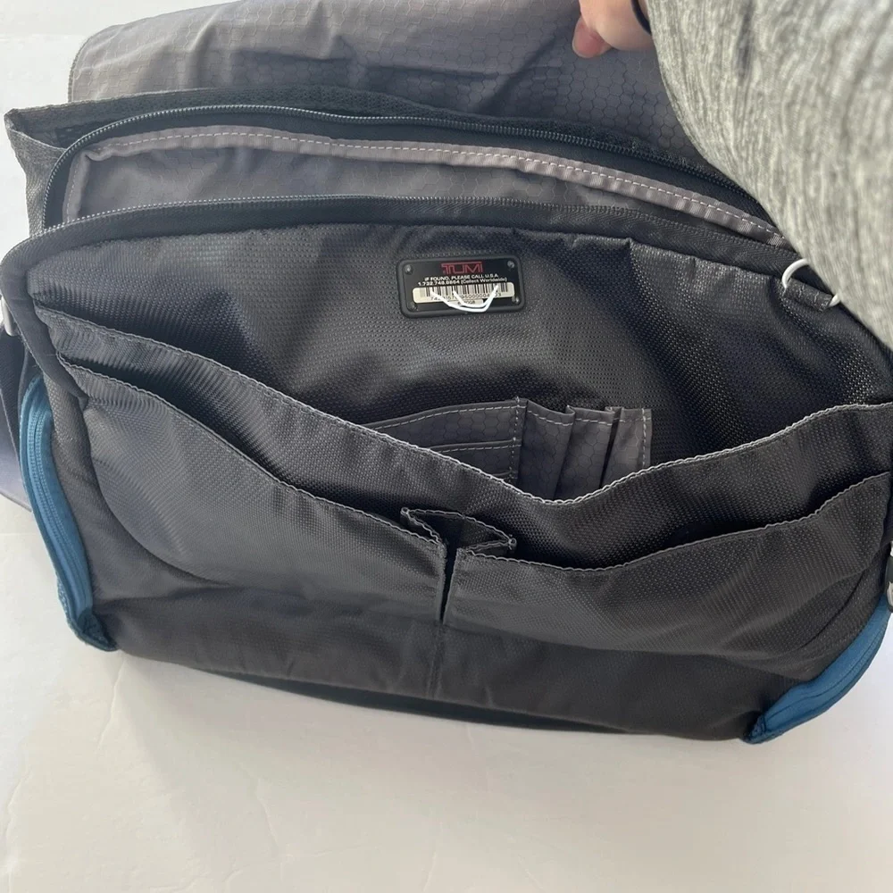 Tumi Blue Gray Messenger Bag Many Pockets